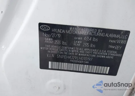 2020 Hyundai Sonata Limited из США, поврежденный, VIN 5NPEH4J29LH010197